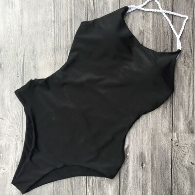 

Womens braided rope solid color backless sexy one-piece swimsuit