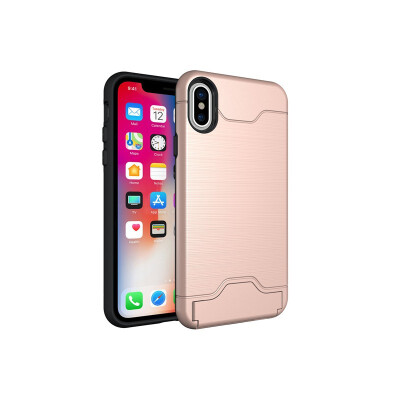 

Fivice iPhone X Case TPU all-inclusive anti-drop brushed card with bracket mobile phone case