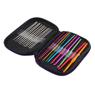 

22pcs многоцветной Алюминиевый вязальный крючок спицы Установить Weave Craft Пряжа