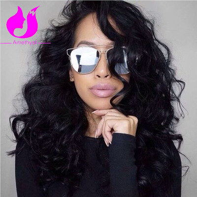 

Amethyst 8A Unprocessed Virgin Brazilian Human Hair Wigs 150 Density Body Wave Lace Front Wigs For Black