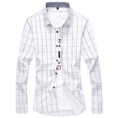 

Мужская рубашка GEEDO Slim Checkered Корейская рубашка DJ252 White 3XL