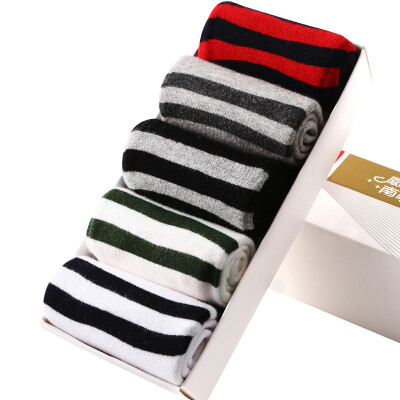 

【Jingdong Supermarket】 Antarctic (Nanjiren) socks men's cotton tide in the tube socks stripes breathable sweat sweat leisure socks 5 double gift box uniform