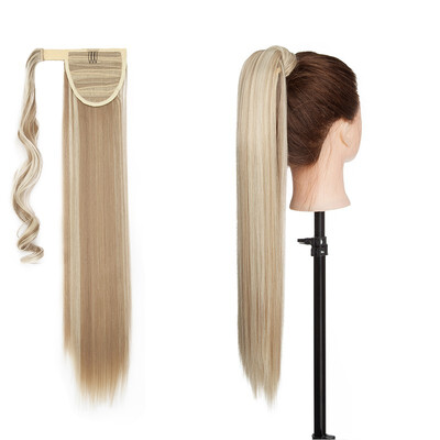 

Long Straight Ponytail Extension Wrap Around Synthetic Ponytail No Clip in Hair One Piece Hairpiece Binding for Women