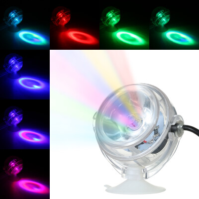 

Aquarium Waterproof LED Spotlight Submersible Light Convex Lens Design with Suction Cup Fish Tank Decorative Light Color Changing