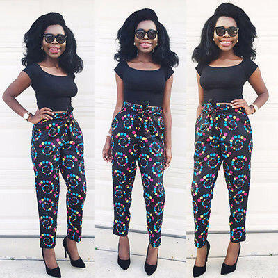 

Women Casual Cotton Blouse Short Sleeve Shirt T-shirt Blouse Top Floral Pants C