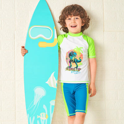 

Yi Zi Childrens Swimsuit Boy Baby Spa Swimsuit Xiao Zhong Tong Cartoon Print Split Surfing Suit EZI18B024 Green Dinosaur 120cm