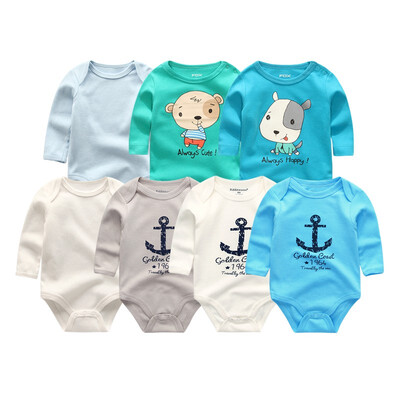 

7PCSLot Unicorn Full Sleeve Newborn Baby Girls Clothes Rompers Babywear Bodysuists One Pieces Baby Boys Clothes Cotton O-Neck