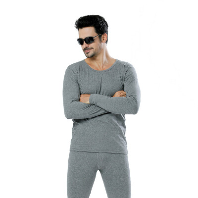 

LangSha men's thin couple large size cotton sweater thermal underwear set, solid color