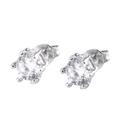 

1 Pair New Rhinestone Cubic Crystal Stud Earring 925 Sterling Silver Earrings