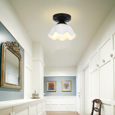 

Ever-Flower Retro Industrial Ceramics Shade Pendant Lamps Ceiling Light for Hallway Bedroom Living Room