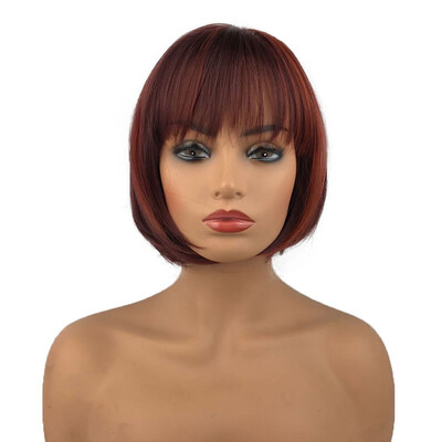 

StrongBeauty Womens Wine red Short straight Bob style Hair Wig Natural Synthetic Heat Resistant Fiber Full Wigs