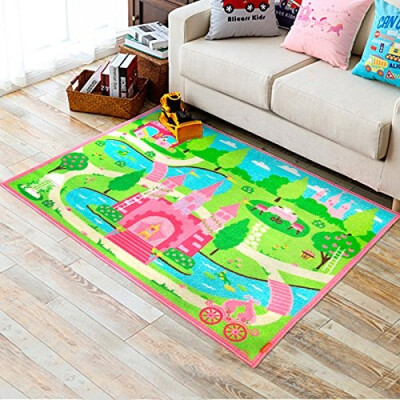 

HUAHOO Pink Girls Bedroom Rugs Cartoon Castle Kids Rug Bedroom Floor Rugs Nylon Cartoon Kids Living Room Carpet 100cm133cm3952