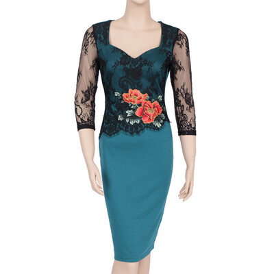 

Autumn New Stylish Embroidery Lace Casual Geometric Sexy Lace Women 2017 Women Casual Female Bodycon Party Pencil Dress