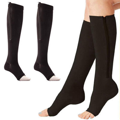 

Comfort Zip Sox Compression Socks Zipper Leg Support Knee Stockings Open Toe