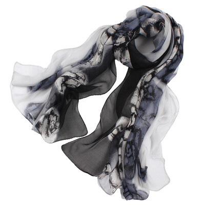 

Antarctica Nanjiren Silk Scarf Women&39s Long Long Silk Scarf Chiffon Spinning Woody Woody Gray Gradient