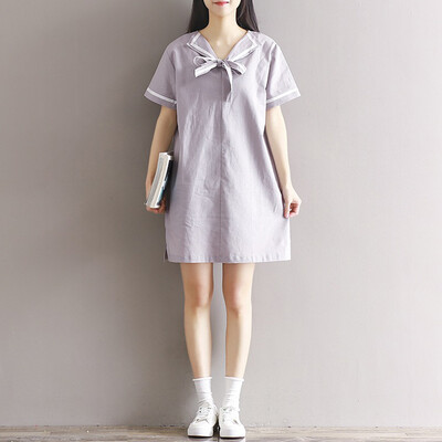 

City plus CITYPLUS arts&crafts Fan Haijun wind bow small lapel short sleeve dress CWQZ173150 apricot