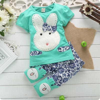 

2pcs Newborn Baby Boy Girl Clothes Rabbit Bunny Tops T-shirtPants Outfits Set