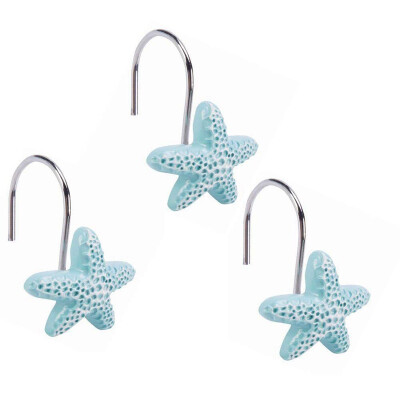 

UpperX 12 Pcs Creative Blue Starfish Decorative Shower Curtain Hooks Rod Decor for Bathroom LivingroomRestroom Study Room Kitchen