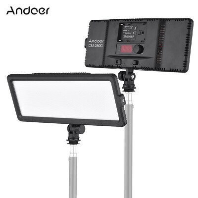 

Andoer CM-280D CRI93 Super Slim LED Video Light Panel 3200K-5600K Bi-Color Dimmable Brightness with Cold Shoe Mount for Canon Niko
