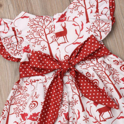 

Christmas Fashion Kids Baby Girls Deer Bowknot Pageant Party Formal Gown Dress