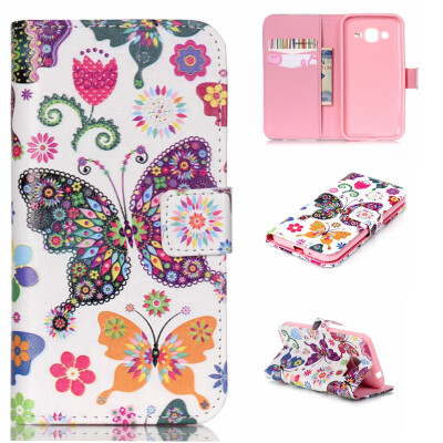 

Colorful Butterfly Design PU Leather Flip Cover Wallet Card Holder Case for SAMSUNG GALAXY J2