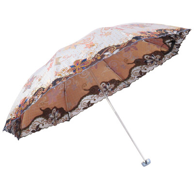 

Paradise umbrella Jinling fairy super sunscreen three fold ultra - light embroidery sun umbrella umbrella blue ash 33043E