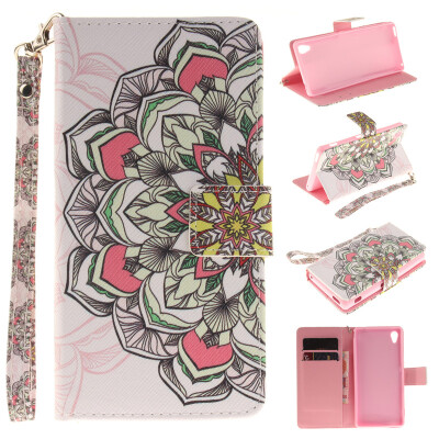 

Multilateral flowers Design PU Leather Flip Cover Wallet Card Holder Case for SONY Xperia M4 Aqua