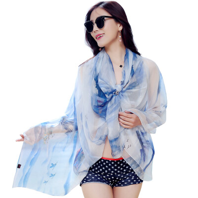 

Jingdong supermarket Lan Shiyu LANSHIYU W0221 scarves female spring&summer sunscreen beach towel sunscreen air conditioning large shawl orange