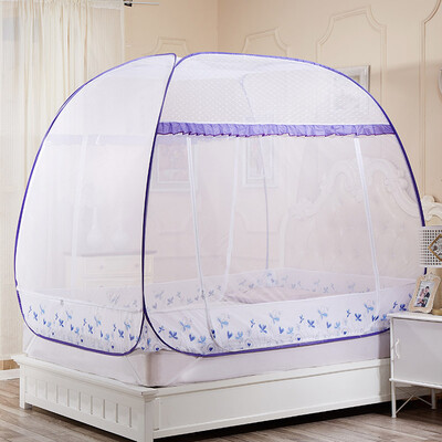 

Yingxin nets Home Textiles three open doors to avoid installation of yurt nets increase the space Dome nets foldable wire back to the word mosquito net bed 15 meters blue