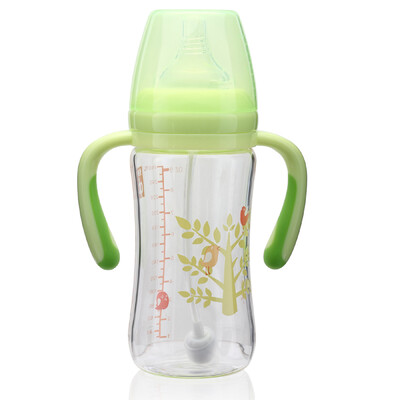 

Gb good child breast milk real wide-bore grip straw glass bottle 260ml small tree series