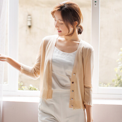 

VIVAHEART Korean Knitwear Women&39s Cloth Knit Sweatshirt Short Cardigan Sunset VWYC172448 Apricot M