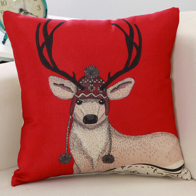 

Jiuzhou deer pillow home textile cartoon flax style pillow sofa cushions office pillow bedside back car car waist cushions waist pillow core core deer 45 * 45cm