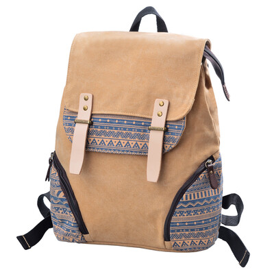 

Bean Drums Canvas Shoulder Bag Women&39s Korean Leisure School National Wind Backpack Bag G00126 Light Brown