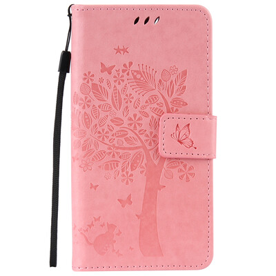 

Pink Tree Design PU Leather Flip Cover Wallet Card Holder Case for WIKO LENNY 3