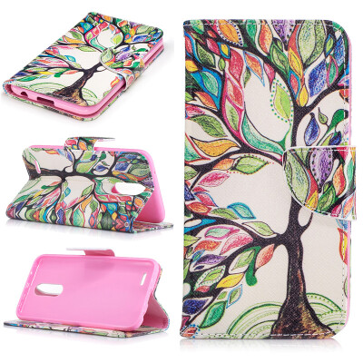 

Colorful tree Design PU Leather Flip Cover Wallet Card Holder Case for LG K10 2017