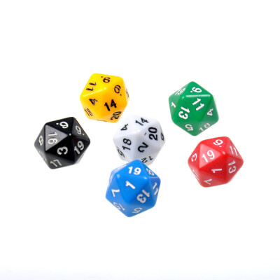 

6 Набор D20 Gaming Dice Двадцать Шесть Die стор непрозрачных цветов RPG D & D