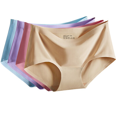 

MEIYATING 4 pack women high-waist ice silk cotton croach Panties