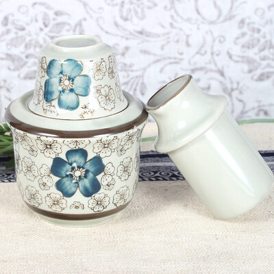 

Yamada shochu with ceramic underglaze color three-piece warm wine pot blue rich