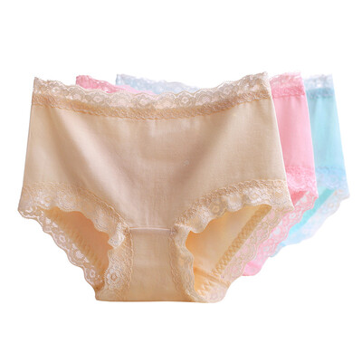 

[Jingdong supermarket] beauty Ya Ting [4] ladies underwear sexy comfortable waist lace cotton crotch underwear skin + blue + pink + light purple L code