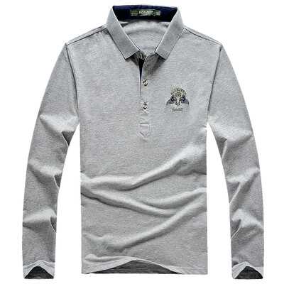 

Jeep Shield Polo Shirt Мужская футболка с длинным рукавом с отворотом, сплошная рубашка POLO D9288 Серый S
