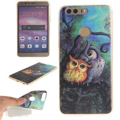 

Oil painting owl Pattern Soft Thin TPU Rubber Silicone Gel Case Cover for HUAWEI Honor 8