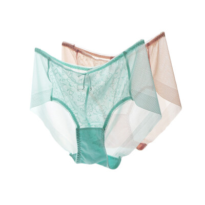 

Playboy 3923 Seamless Women&39s Underwear Female Triangle Underwear Transparent Waist Bows Sexy Lace Underwear Female Mint Green Skin 2 Pack