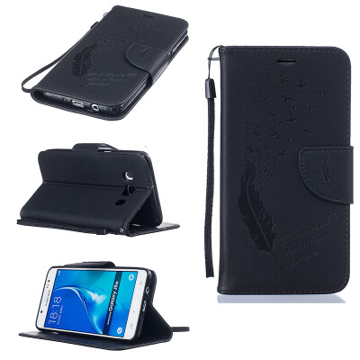 

Black Feathers and birds Style Embossing Classic Flip Cover with Stand Function and Credit Card Slot for SAMSUNG Galaxy J5 2016/J510