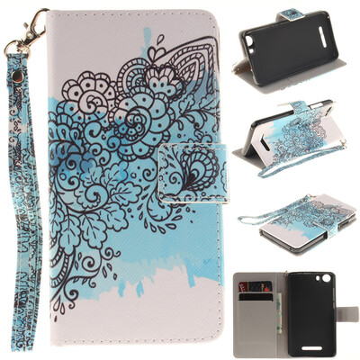 

Butterfly flowers Design PU Leather Flip Cover Wallet Card Holder Case for WIKO Lenny 2