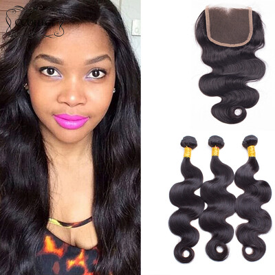 

Peruvian Virgin Hair with Closure 3 Bundles Peruvian Virgin Hair Body Wave With Closure 8A Grade Human Hair Weave with Closure