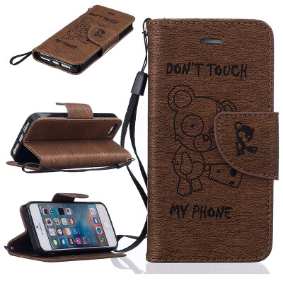 

coffee Bear Style Embossing Classic Flip Cover with Stand Function and Credit Card Slot for IPHONE 5/5S/5SE