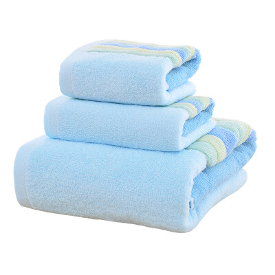 

Yong Liang towel textile cotton color striped towel towel bath three suit blue