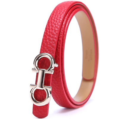 

Crocodile CROCODILE fashion cowhide female buckle buckle belt simple fashion wild fine yellow belt girl 14673003-04 red