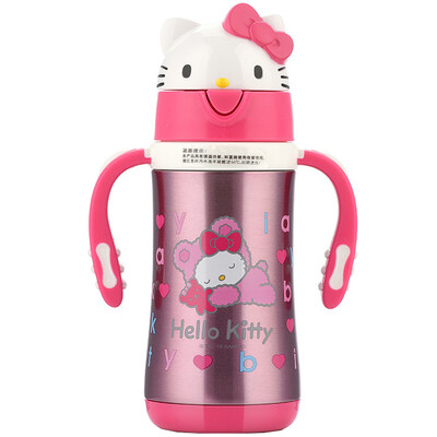 

Hello Kitty Изоляционные чашки Детские стальные чашки для воды Купальники для мужчин и женщин Кубки с двойной ручкой 300 мл Прозрачный порошок