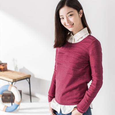 

INMAN long sleeves knitted sweater rose red  1863302258